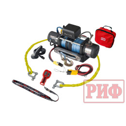 Лебёдка переносная РИФ 9500SR c облегчённой площадкой и проводами (синт. трос)