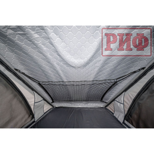 Палатка на крышу автомобиля РИФ Hard RT05-125, корпус черный, тент светло-серый, 210х125х150