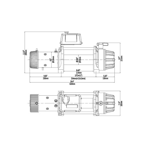 Лебёдка автомобильная электрическая 12V Runva 9500 lbs 4350 кг влагозащищенная, стальной трос (228:1)