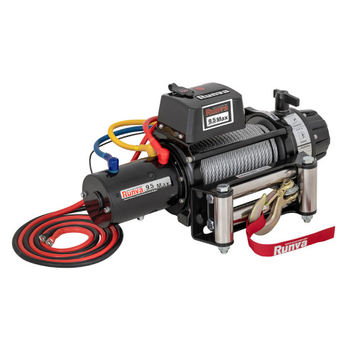 Лебёдка автомобильная электрическая 12V Runva 9500 lbs 4350 кг влагозащищенная, стальной трос (228:1)