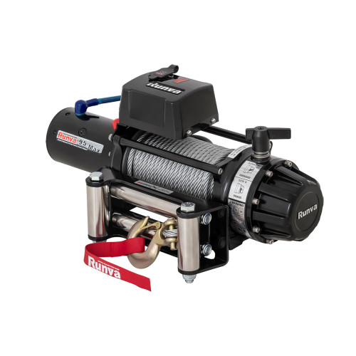 Лебёдка автомобильная электрическая 12V Runva 9500 lbs 4350 кг влагозащищенная, стальной трос (228:1)