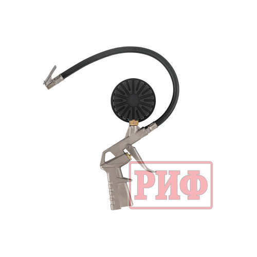 Пистолет РИФ для подкачки колес виброустойчивый (серебро) с манометром РИФ от 0 до 7 атм.