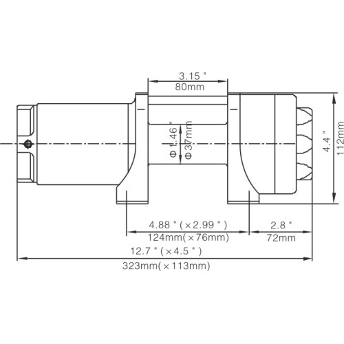Лебёдка электрическая 12V Runva 2500A lbs 1140 кг (синтетический трос)