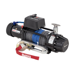 Лебёдка автомобильная электрическая 12V Runva 9500 lbs 4350 кг высокоскоростная, влагозащищенная, комбинированный роспуск, синтетический трос 
