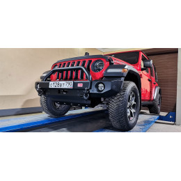 Бампер РИФ силовой передний Jeep Wrangler JL 2018+ под доп. фары, с центральной защитной дугой