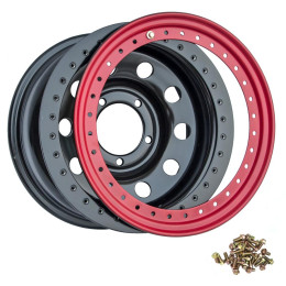 Диск усиленный УАЗ стальной черный 5x139,7 10xR16 d110 ET-44 с бедлоком (красный)