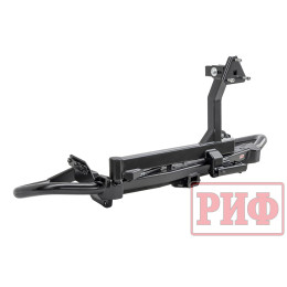 Бампер РИФ задний силовой/защита штатного бампера Mitsubishi Pajero Sport 2015-2020 c квадратом под фаркоп, калиткой, подсветкой номера