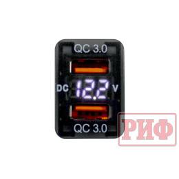 Розетка USB 2 QC 3.0 с вольтметром для Toyota 32x20