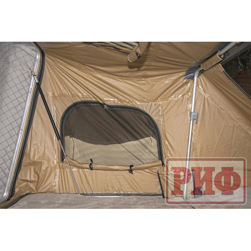 Палатка на крышу автомобиля РИФ Hard RT03-140, корпус черный, тент песочный