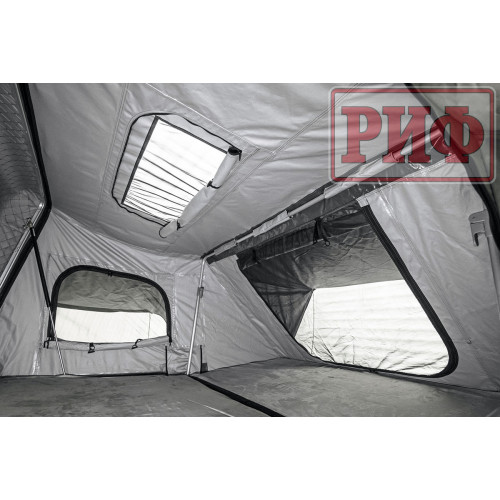 Палатка на крышу автомобиля РИФ Hard RT03-140, корпус черный, тент серый