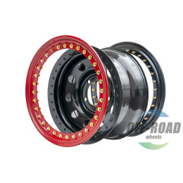 Диск усиленный УАЗ стальной черный 5x139,7 8xR16 d110 ET-3 с двойным бедлоком (красный)