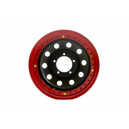 Диск усиленный УАЗ стальной черный 5x139,7 8xR16 d110 ET-3 с двойным бедлоком (красный)