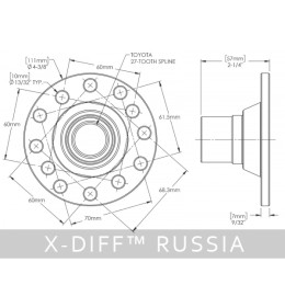 Фланец редуктора Toyota Land Cruiser 78 Hilux 4Runner (27 шлицов, 3 сверловки) замена оригинальной детали 41204-35040